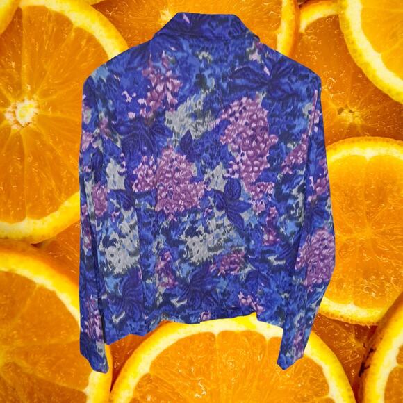 Briggs New York Blue Floral Button‎ Up Blouse - Picture 6 of 6